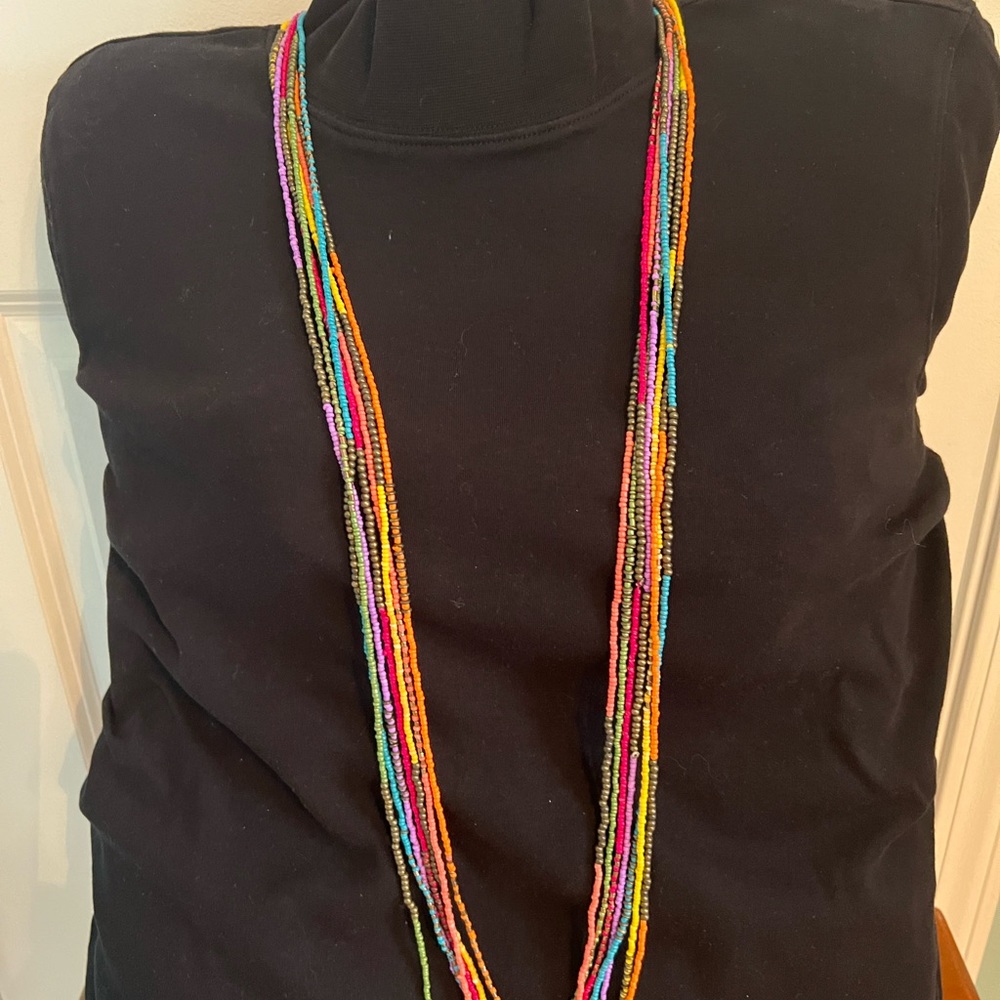 Multicolor bead string necklace